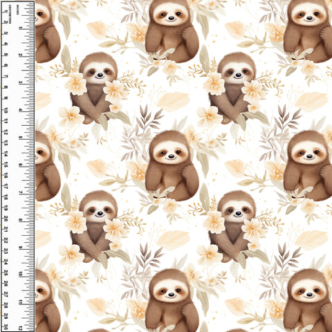 Sweet Sloth Floral Toddler Blanket