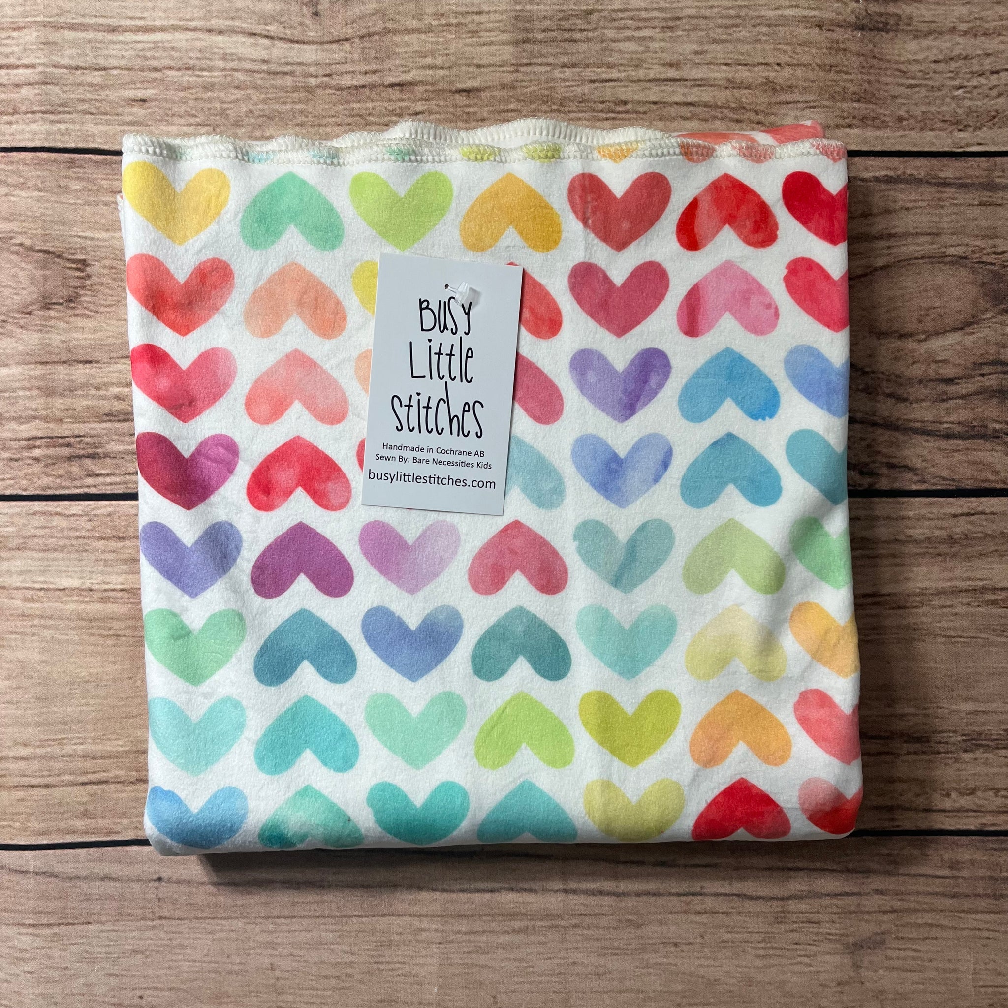 Watercolour Rainbow Hearts Toddler Blanket