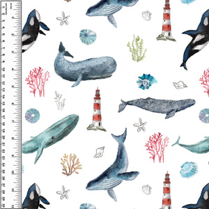 PREORDER Whales Seaside White Toddler Blanket