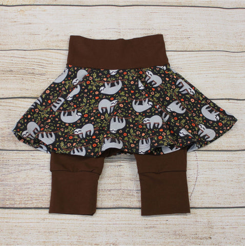 Floral Sloths Twirl Shorts