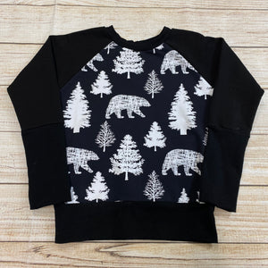 6-8 Year Hatched Bear Walk Grow With Me Sweater