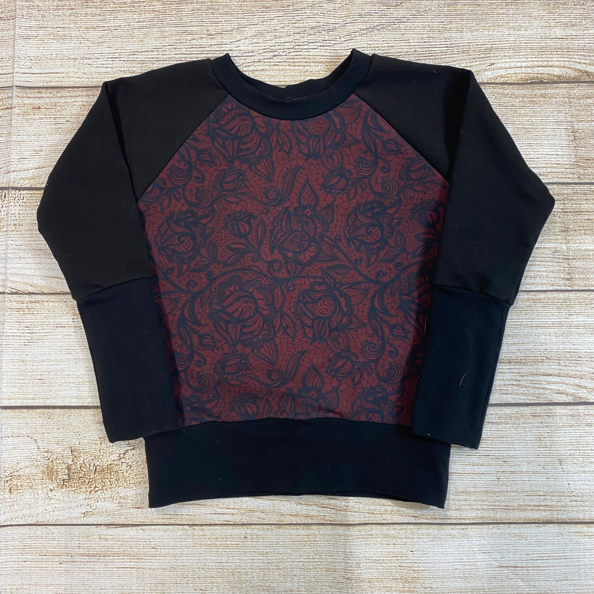 3-6 Years Burgundy Lace Grow With Me Sweater