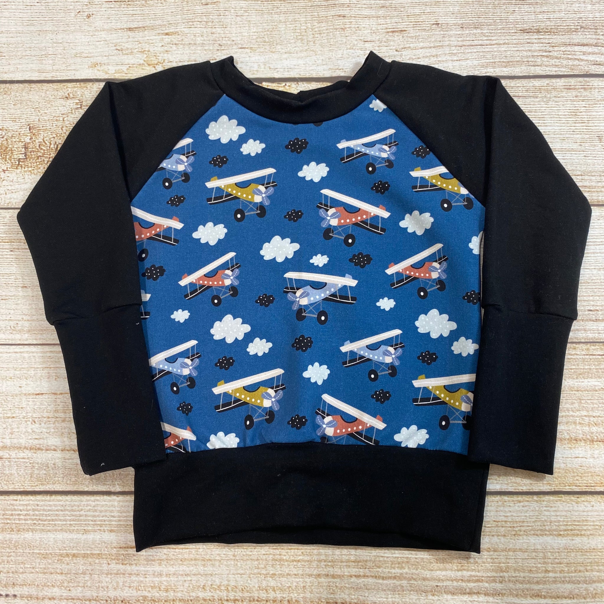 9 Month - 3 Year Airplanes Blue Grow With Me Sweater