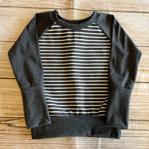 6-8 Year Charcoal Stripes Grow With Me Sweater