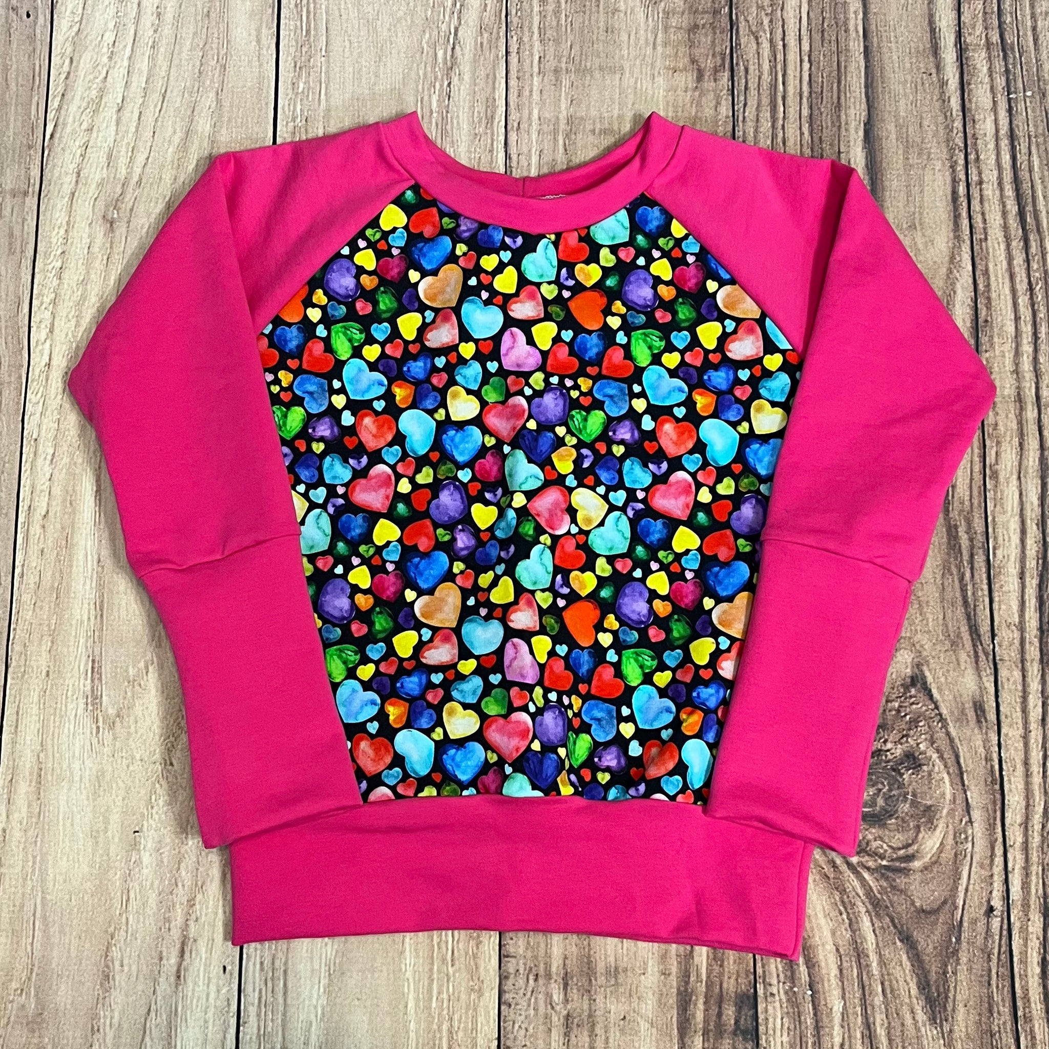6-8 Year Painted Heart Toss Black Grow With Me Sweater
