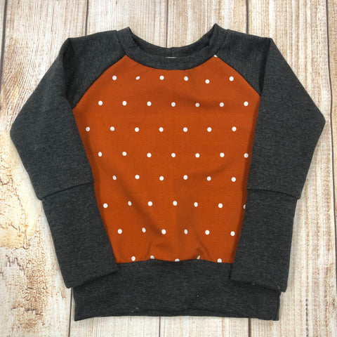 9 Month - 3 Year Burnt Orange Dots Grow With Me Sweater