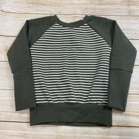 3-6 Years Hunter Green Stripes Grow With Me Sweater