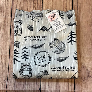 PREORDER Adventure Awaits Grey Toddler Blanket