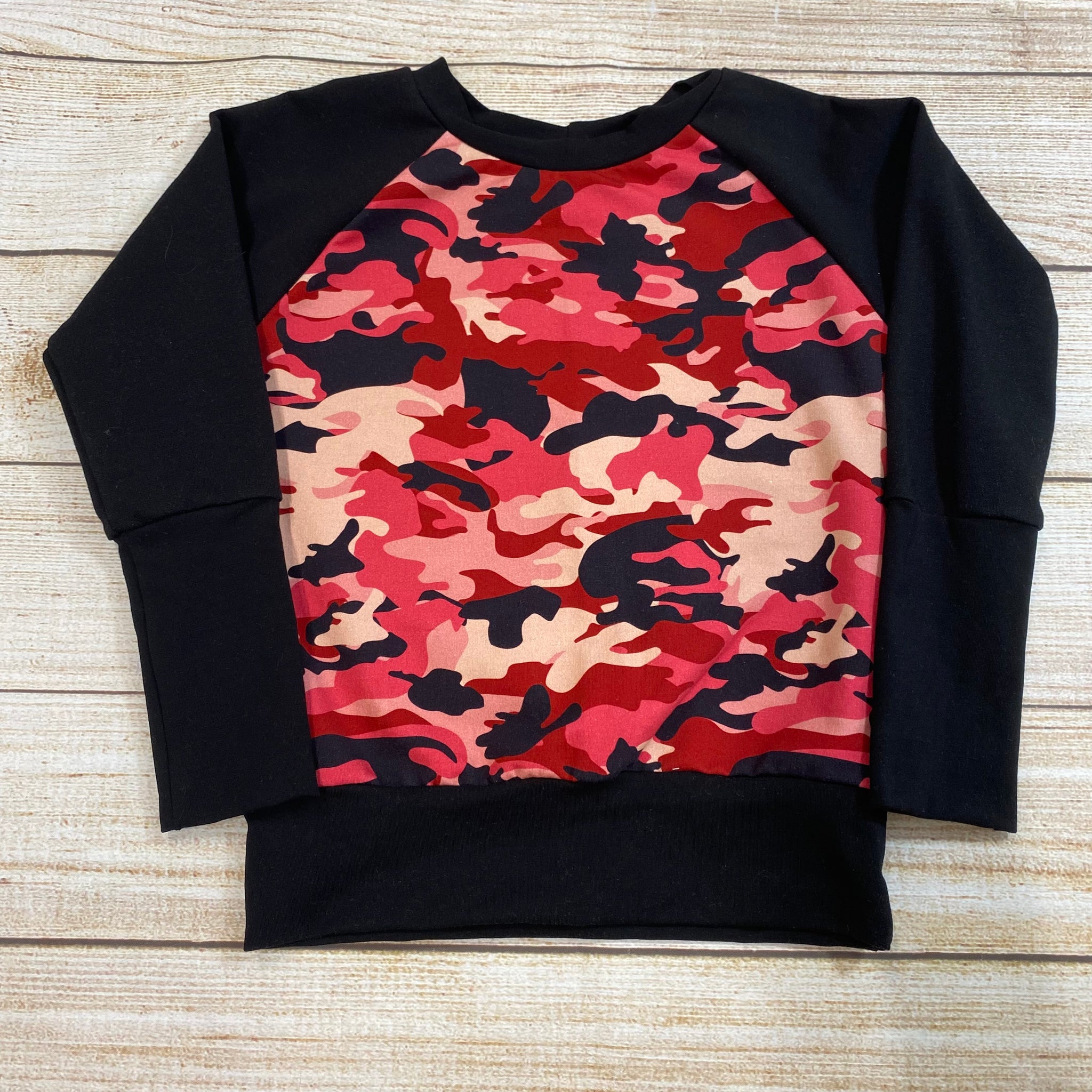 6-8 Year Red Camouflage Grow With Me Sweater