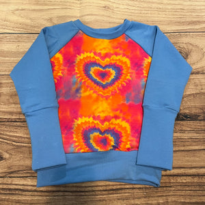 6-8 Year Tie Dye Hearts Grow With Me Sweater