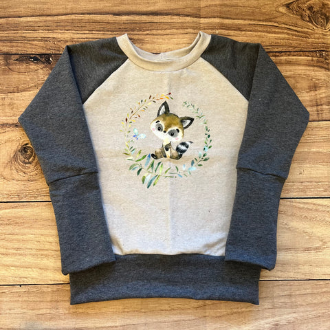 3-6 Years Lovely Raccoon Grow With Me Sweater