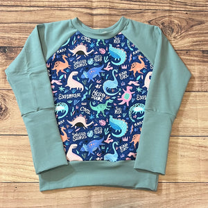 6-8 Year She Rex Dinosaur Grow With Me Sweater
