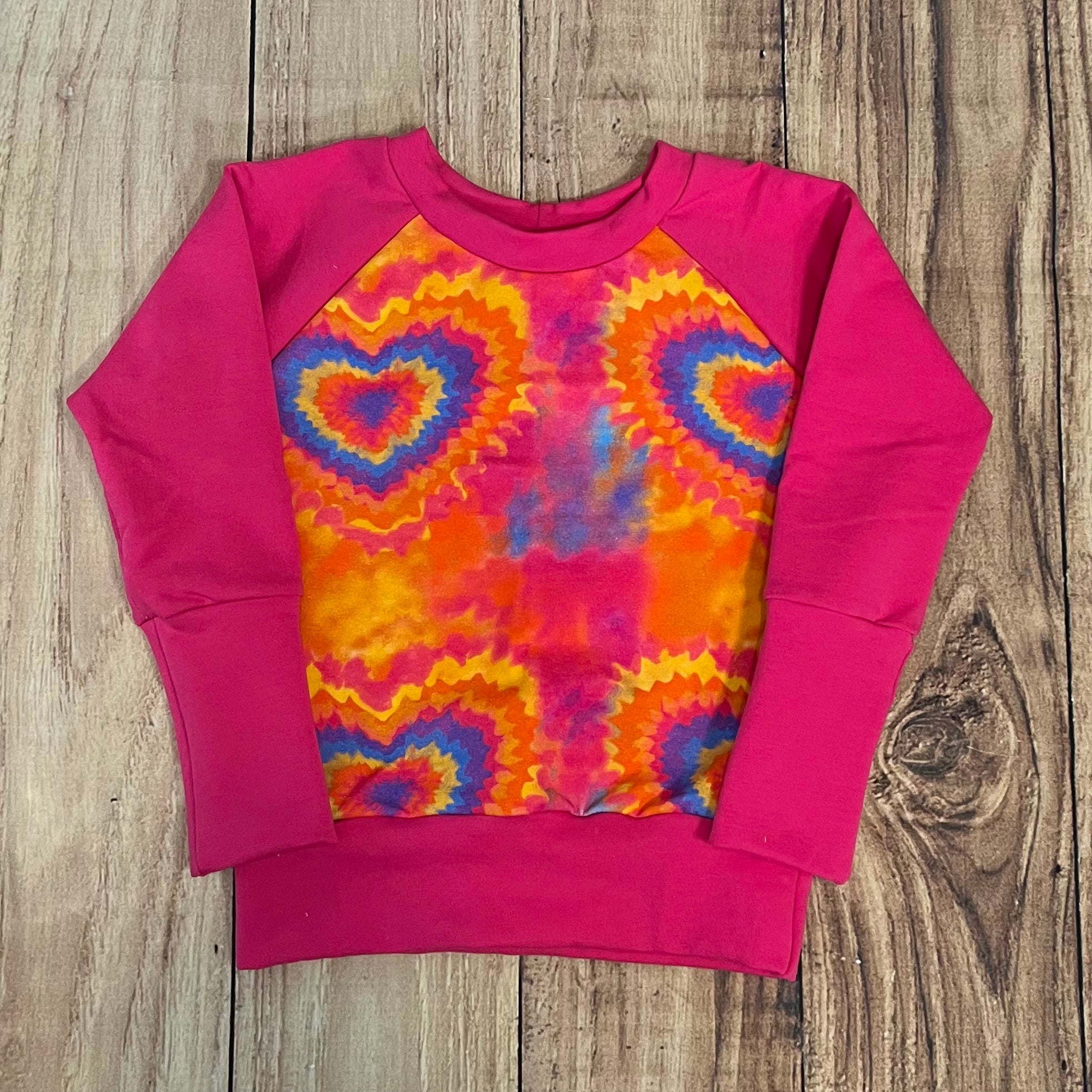 9 Month - 3 Year Tie Dye Hearts Pink Grow With Me Sweater