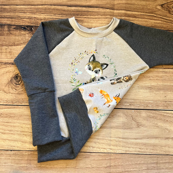 9 Month - 3 Year Lovely Raccoon Grow With Me Sweater