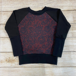 6-8 Year Burgundy Lace Grow With Me Sweater